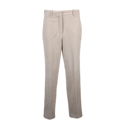CIRCOLO 1901 beige straight-cut trousers with vertical ribbed texture