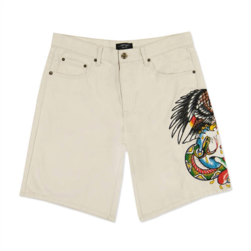 Ed Hardy mens battle skull skater short in khaki