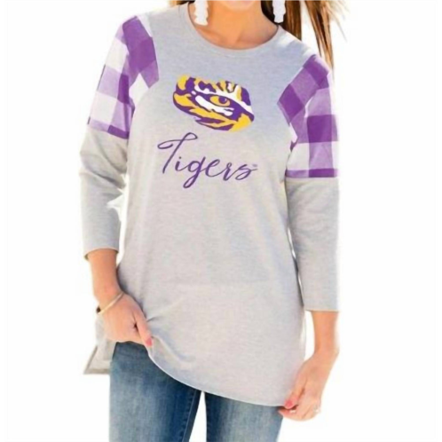 Gameday Couture lsu get in check tunic in grey/purple