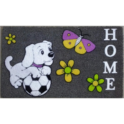 Imports Decor soccer dog coir door mat cute puppy with soccer ball coconut fiber doormat non-slip pvc backing indoor outdoor entrance rug