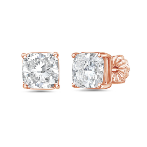 Diana M Jewels 14kt rose gold lab grown diamond cushion cut studs weighing 1.00 cts tw