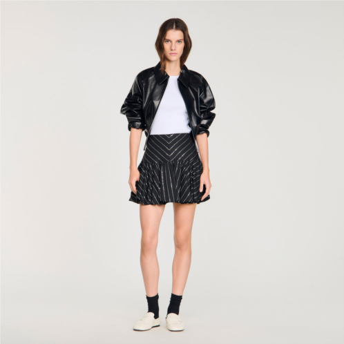 Sandro mini striped sequin skirt