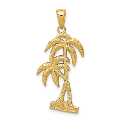 Diamond2Deal 14k yellow gold polished textured palm trees pendant