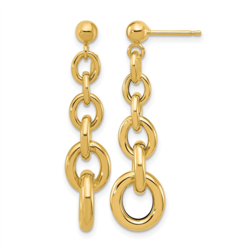 Diamond2Deal 14k yellow gold fancy circle link drop dangle earrings