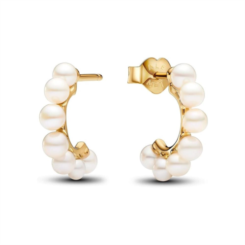 Pandora treated freshwater cultured pearls open hoop earrings