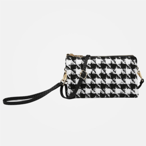 Jen & Co. womens riley crossbody bag in houndstooth