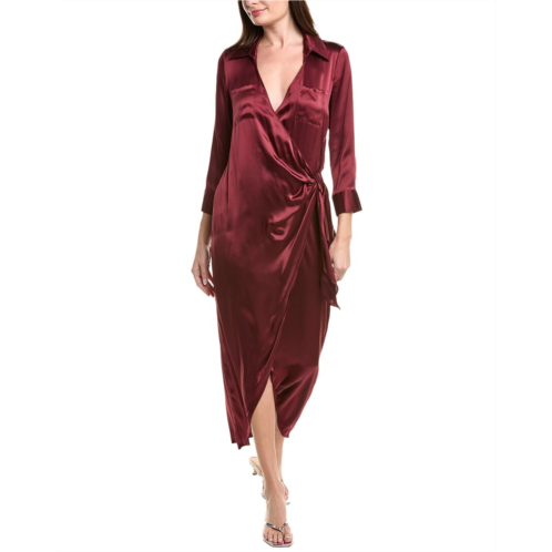 LAGENCE kadi long silk wrap dress