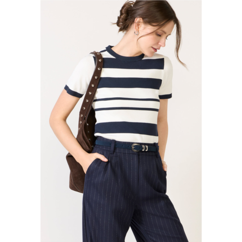 FRENCH CONNECTION womens maxime knit stripe short sleeve sweater top