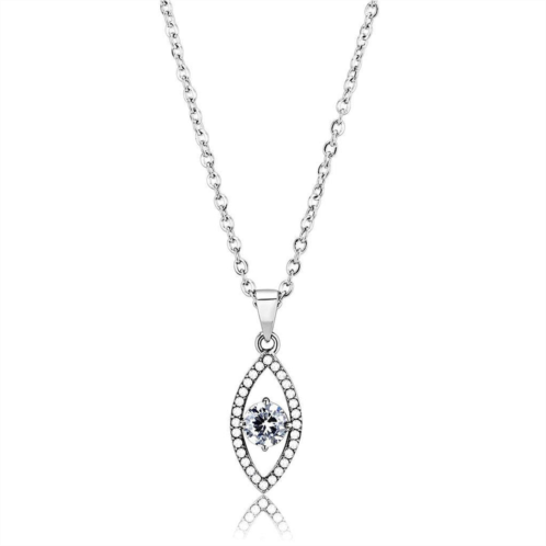 FASHNZFAB high polished (no plating) stainless steel chain pendant with aaa grade cz in clear