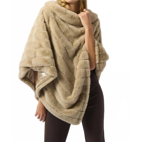 Joseph Ribkoff faux fur textured striped poncho in champagne
