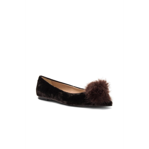 Sam Edelman womens raddie velvet flat with pom in dark grey