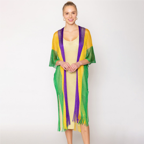 TRUEDAMES mardi gras lurex kimono poncho
