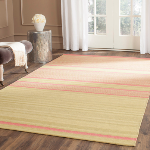 Safavieh kilim hand made area rug lime / pink contemporary style non-shedding