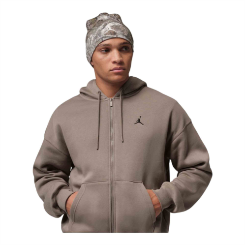 JORDAN mens brooklyn fleece oversized full zip hoodie olive grey/black