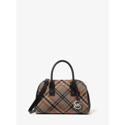 Michael Kors Outlet ashton small plaid print wool blend messenger bag