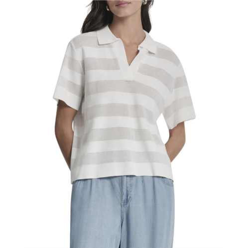 DKNY sheer striped polo sweater