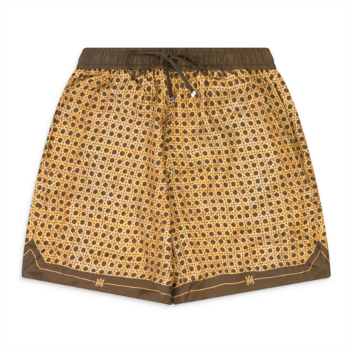 Amiri brown weave pattern silk shorts