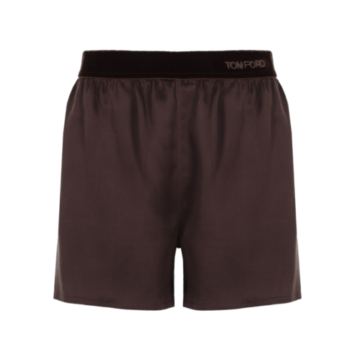 TOM FORD silk velvet band detail logo shorts