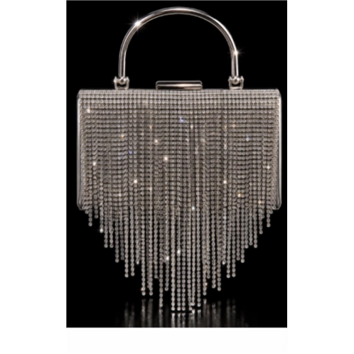 Urban Expressions dripping rhinestone evening bag in silver