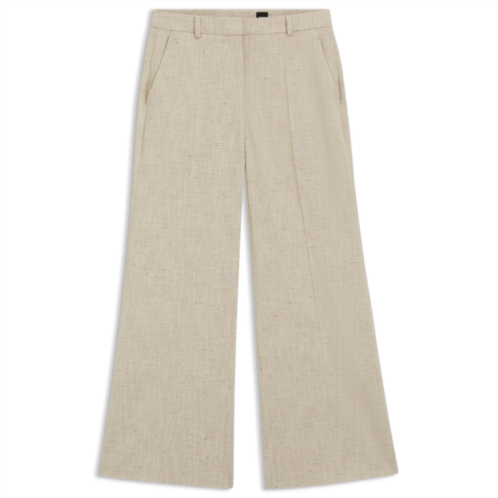 BOSS cropped flared-fit pants in a slub weave