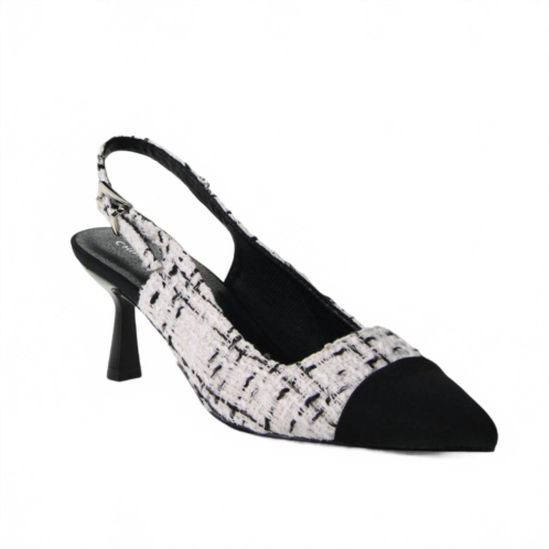 CHINESE LAUNDRY womens mariella kitten heel in black/white tweed