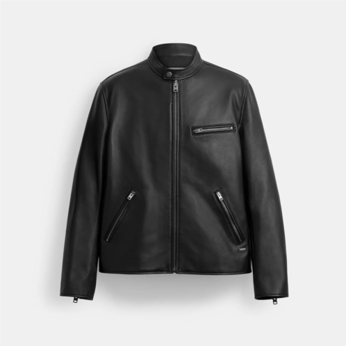 Coach Outlet leather racer jacket