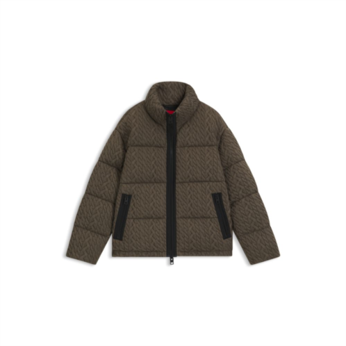 HUGO puffer jacket with cable-knit structure