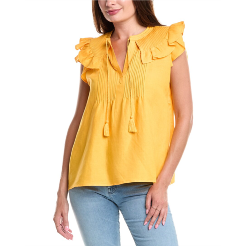 T Tahari linen-blend blouse
