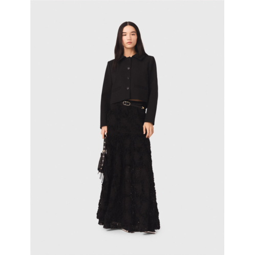 Maje long embroidered skirt