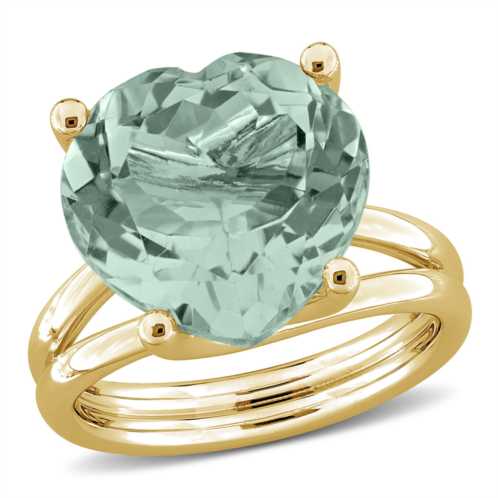 mimi & max 10ct tgw green quartz heart solitaire cocktail ring in yellow plated sterling silver