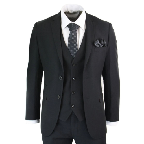 Oliver Tweed mens 3 piece plain black classic retro suit