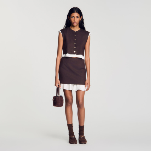 Sandro short 2-in-1 wool skirt
