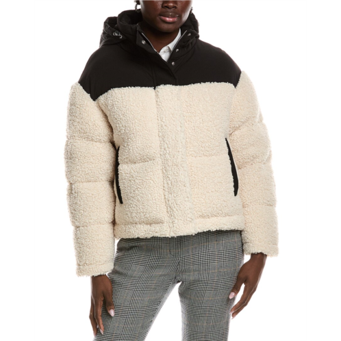 Maje teddy fleece puffer coat