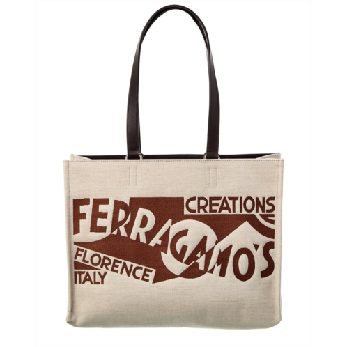 Salvatore Ferragamo Ferragamo logo medium canvas & leather tote