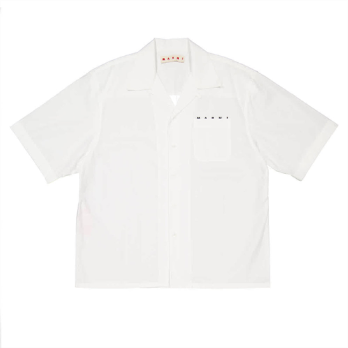 Marni logo-print cotton poplin bowling shirt