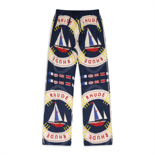 Rhude blue flag sail silk track pants