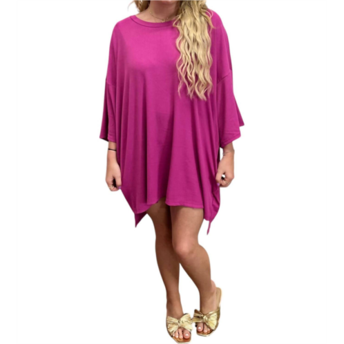 Karlie ribbed crew knit tunic top in mulberry