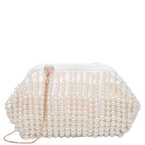 Urban Expressions womens lydia beaded clutch in white