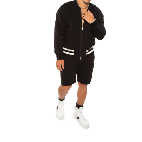 ON THIS DAY knit sweat short with pocket stripe detail in black