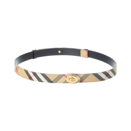 Burberry cotswoods check canvas & leather belt