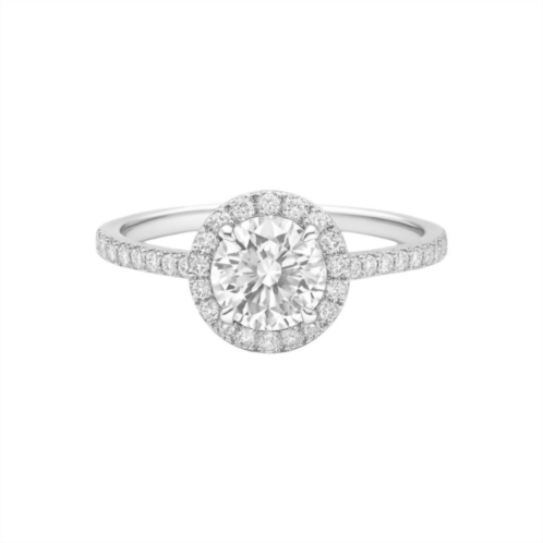 Allyanna Gifts womens round moissanite with halo ring in sterling silver