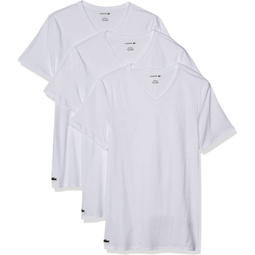 LACOSTE mens slim fit v-neck t-shirts - 3 pack in white