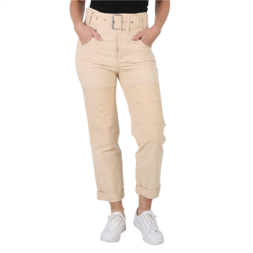 Proenza Schouler ladies high waisted utility belt pants in beige