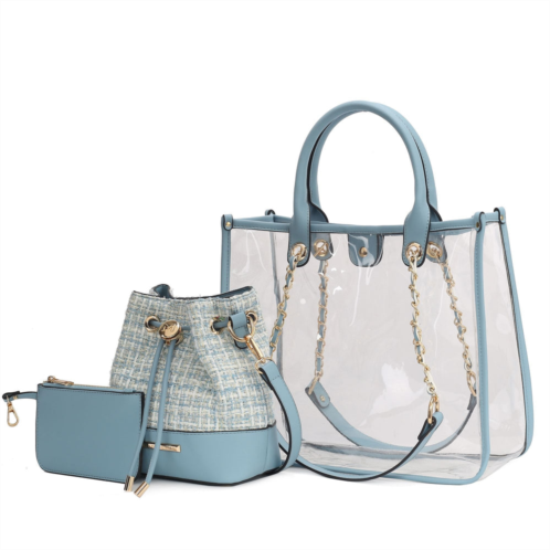 MKF Collection diva pvc tote bag with tweed bucket bag by mia k.