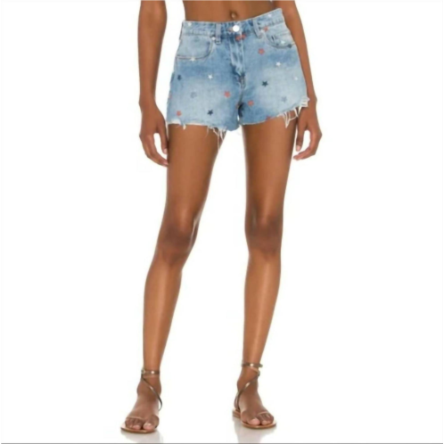 BLANKNYC womens star embroidered denim shorts in born in the usa