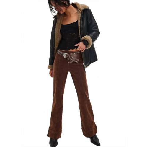 Free People glow up vegan suede pants in shaved chocolate