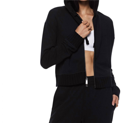 ON THIS DAY cropped zip hoodie in black