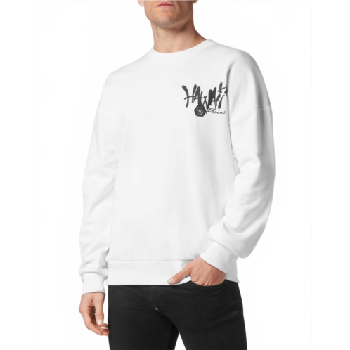PHILIPP PLEIN MENS graphic pullover sweatshirt in white
