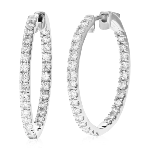 Vir Jewels 1.50 cttw lab created diamond hoop earrings 925 sterling silver prong 1 inch