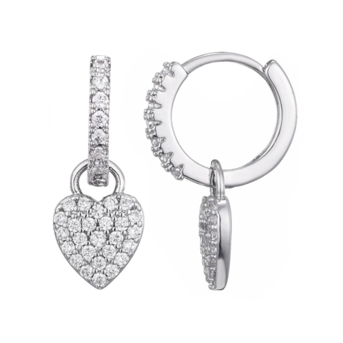 Adornia silver plated cz heart huggie earrings